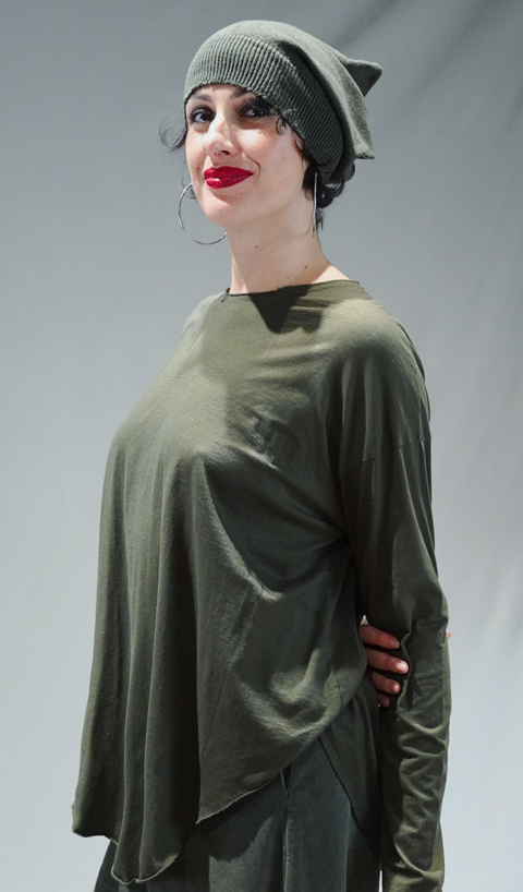 SN° – T-shirt manica lunga jersey cotone plain verde oliva